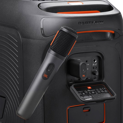 Geräterückseite / Anschlüsse JBL Partybox 310 Bluetoothlautsprecher mit Wireless Mic - zu mieten bei VEITLIGHT® in Berlin